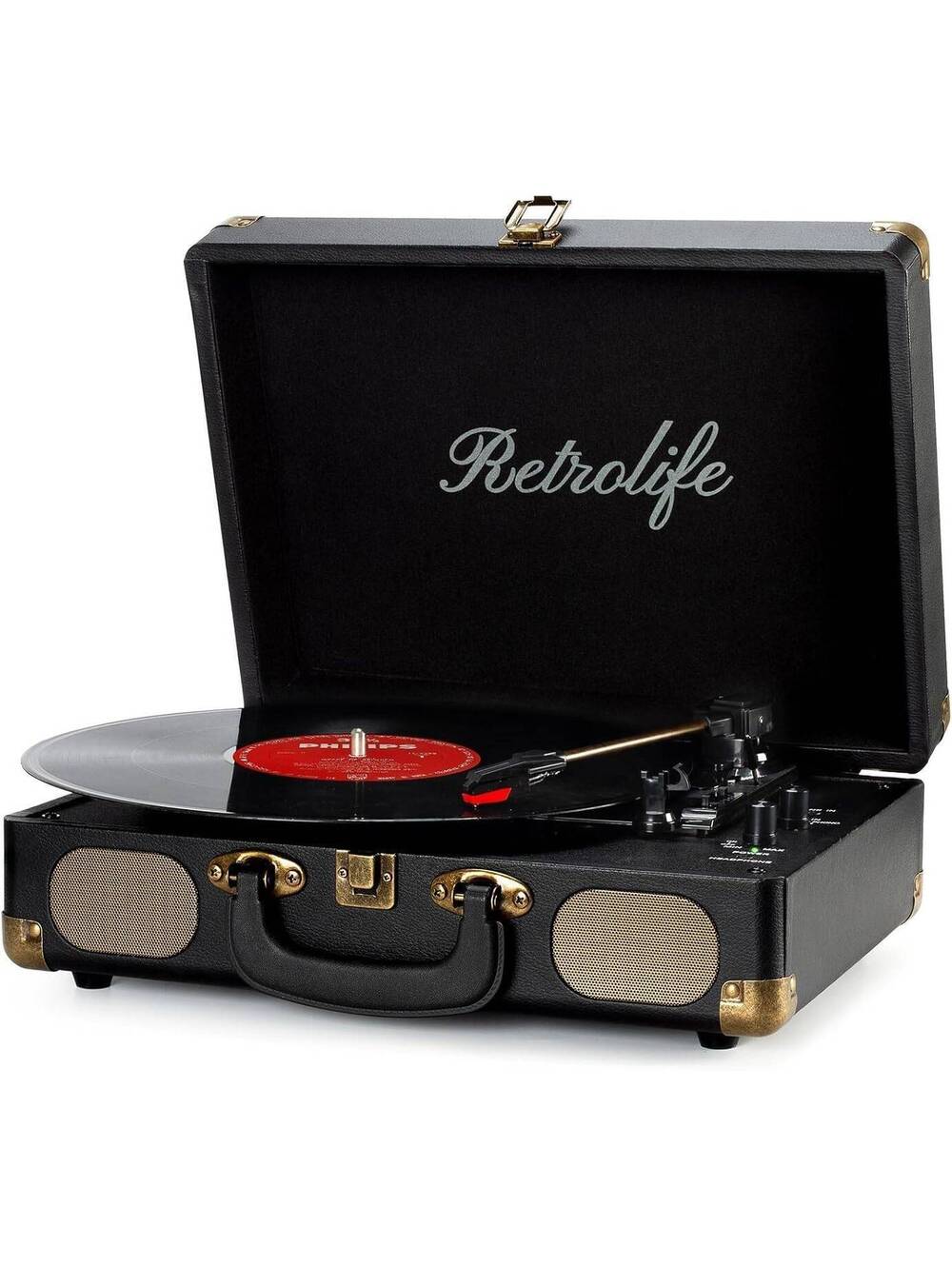 Vinyl Record Player with Bluetooth, Speakers, 3-Speed Turntable